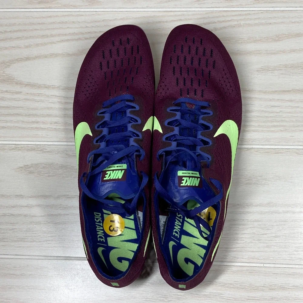 Nike Zoom Victory 3 Track‎ Spikes Bordeaux Volt Men's Size 13 835997-600
